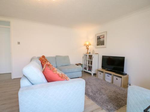 a living room with a couch and a tv at 44 West Front Road in Bognor Regis