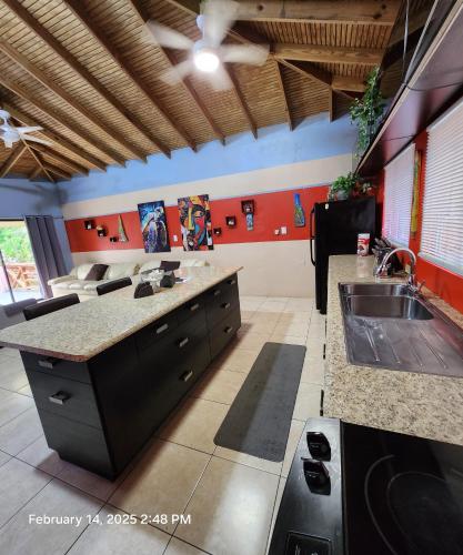 a kitchen with a sink and a counter top at Carolina Point Resort in Crown Point
