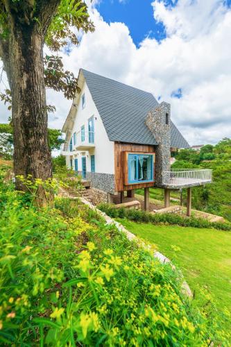 a house on a hill with a tree at Triền Thông An Nhiên in Da Lat
