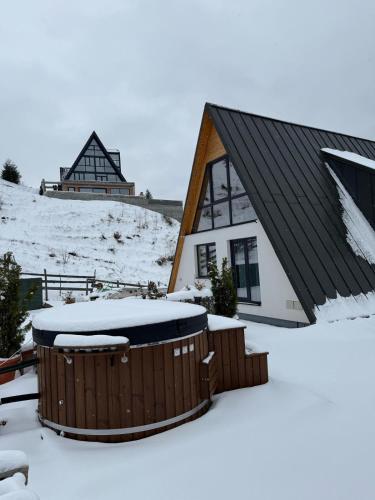 a house with a hot tub in the snow at A Dream Colibita in Colibiţa