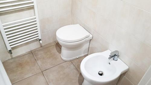 a bathroom with a toilet and a sink at Coffee&Tea House Casetta Tipica a 5min dal centro storico in LʼAquila