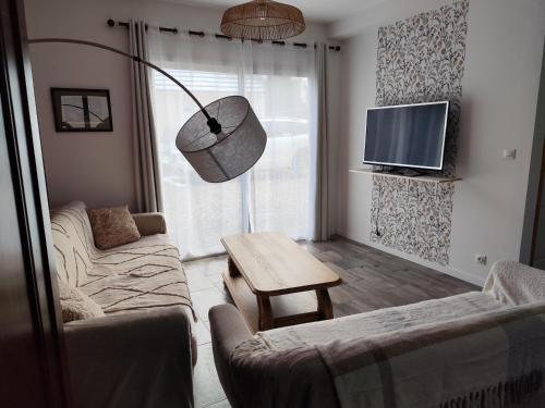 TV a/nebo společenská místnost v ubytování Gîte Les Marettes
