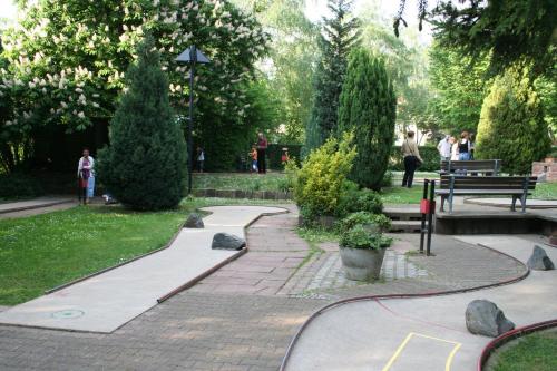 a skate park with a skateboard ramp in a park at Design-Apartments by Ulrike Horster in Bensheim
