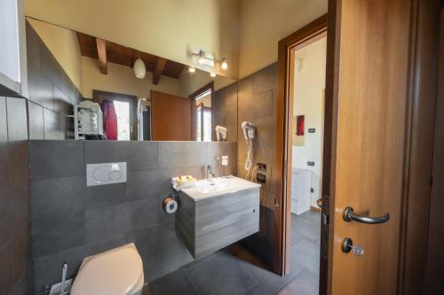 a bathroom with a toilet and a sink at La Valle Dei Caprioli Village Bungalow Park - Freelandia Azienda Agricola in Montescudo
