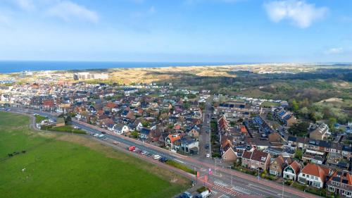 an aerial view of a city with a street at Wijkiki Surf House in Wijk aan Zee