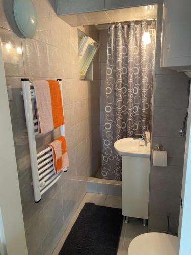 Koupelna v ubytování Gréta apartman