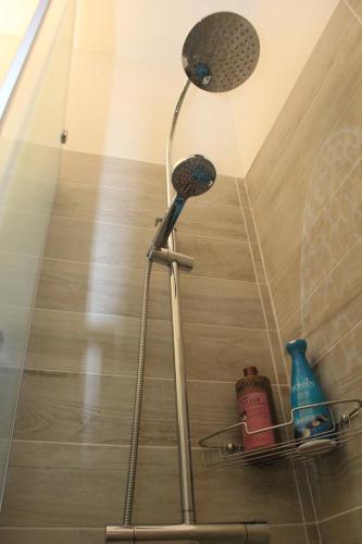 a shower with a shower head in a bathroom at Friciulin - guest house in Lesegno