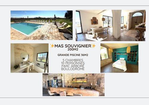 a collage of photos of a house at Domaine la Clausade in Mauguio
