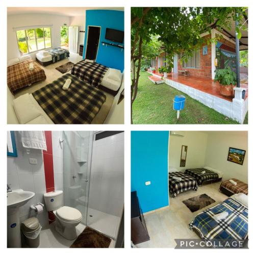 a collage of four pictures of a house at HOTEL CAMPESTRE VILLA BETEL in Rivera