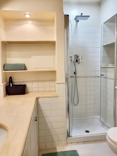 a bathroom with a shower and a sink at Monteoppio one in Rome