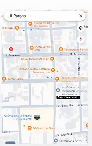 a map of the city of paris with orange circles at AP 6 C/Garagem>Ar>Wifi>Cozinha>Tv Disney+>Pet free in Ji-Paraná
