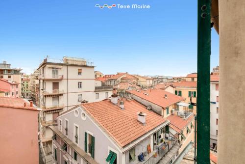 a view of a city from a building at Le Dimore dei Fiori, Terre Marine in La Spezia