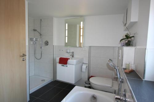 Et badeværelse på Alpenflair Ferienwohnungen "Haus Doris"