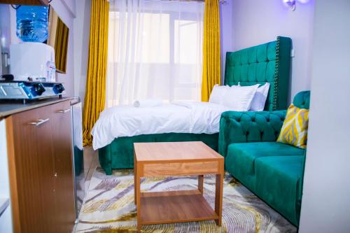 Postel nebo postele na pokoji v ubytování Golos STUDIO APARTMENT with swimming Pool