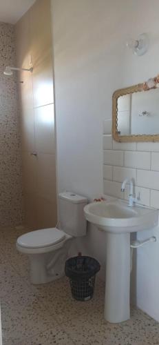 a bathroom with a toilet and a sink at Refúgio da Major in Aracati