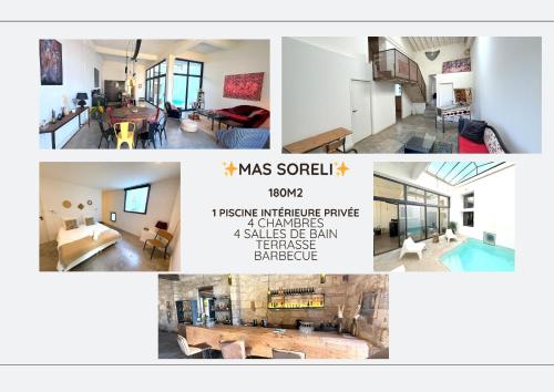 a collage of photos of a house at Domaine la Clausade in Mauguio