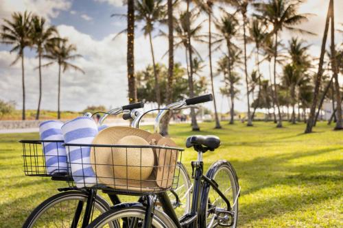 a bike with a basket full of water bottles at Marriott Vacation Club, South Beach in Miami Beach