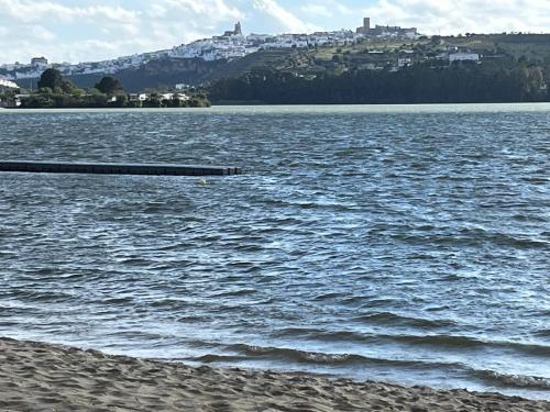 a view of a large body of water with a beach at Casa Patricia II in Arcos de la Frontera