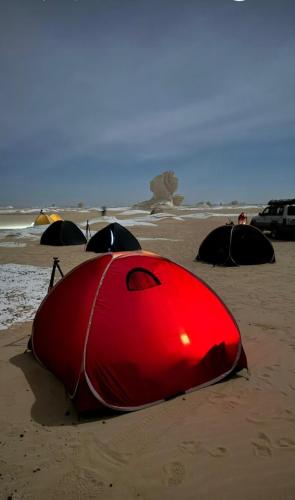 a group of tents sitting on the beach at Camp White Desert in Bawiti