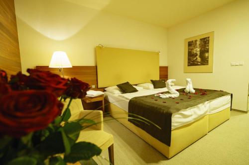 Un pat sau paturi într-o cameră la Hotel AquaCity Mountain View