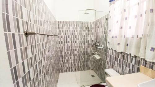 a bathroom with a shower and a toilet and a sink at Apartamento de 2 habitaciones in Colorado