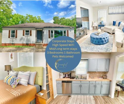 a collage of pictures of a kitchen and a house at Family Comfort with Graceful Stays in Decatur