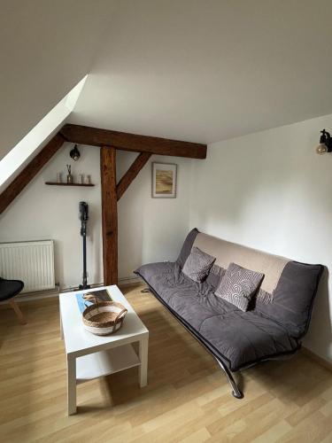 un salon avec un canapé et une table dans l'établissement L'écrin des remparts, à Sedan