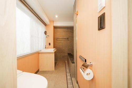 a bathroom with a toilet and a sink at Solvana Akasaka in Tokyo
