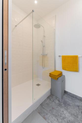 une salle de bain avec une douche en verre et des toilettes dans l'établissement Vieux-Port - Le Thiars, à Marseille