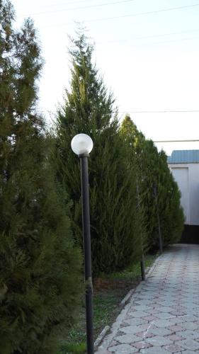 a street light on the side of a brick road at Hostelhome in Türkistan
