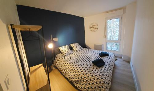 エペルネーにあるLes Codalicesの窓のある部屋にベッドがある寝室