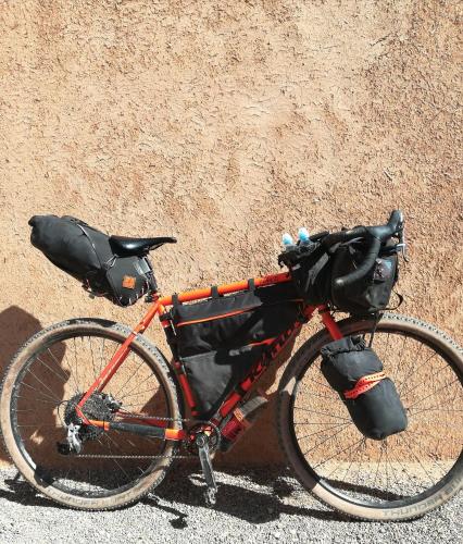 a bike parked on the side of the road at Gite Amoudou in Ouarzazate