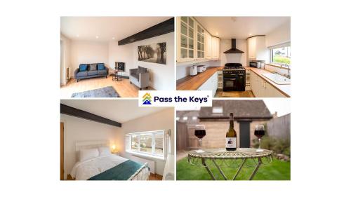 a collage of photos of a living room and a kitchen at Cosy 2 Bed Terrace Peaceful Village location - Pass the Keys in Oxford