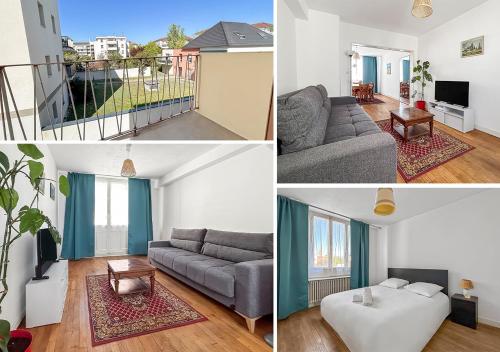 un collage de photos d'un salon et d'un salon dans l'établissement Appartement Lumineux, Proche Centre Dijon, à Dijon