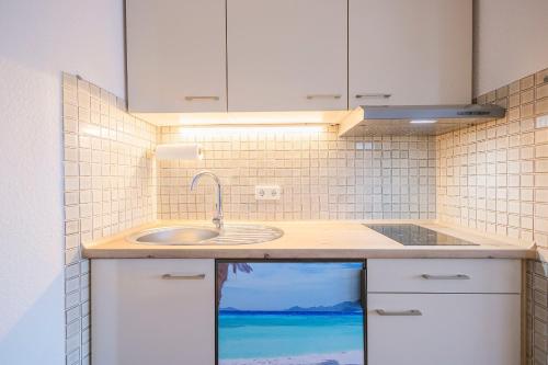 Η κουζίνα ή μικρή κουζίνα στο Ferienwohnpark Immenstaad am Bodensee Zwei-Zimmer-Apartment 55 25