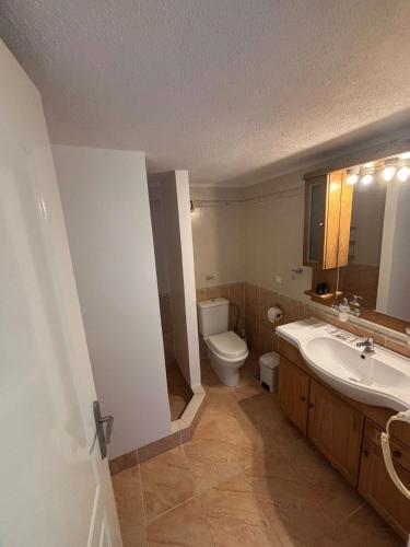 a bathroom with a toilet and a sink at Theo House in Spetses