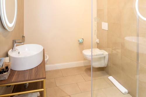 a bathroom with a sink and a toilet at I Tre Re Rooms in Bardolino
