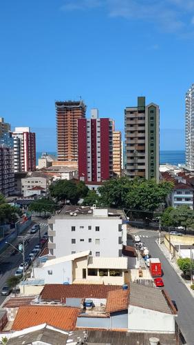 a view of a city with tall buildings at Apartamento Praia Grande -Canto do Forte in Praia Grande