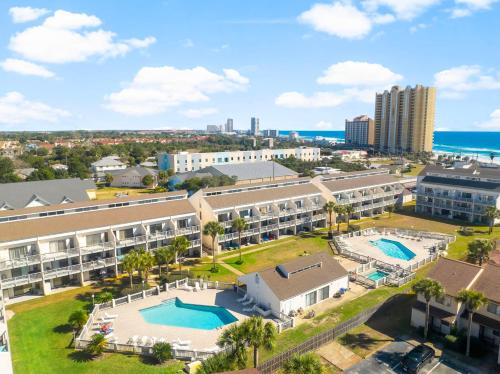 an aerial view of the resort with the ocean in the background at Endless Summer by Panhandle Getaways in Panama City Beach