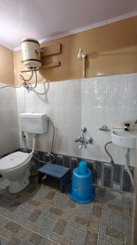 a bathroom with a toilet and a sink at Sisney River Retreat in Rongli