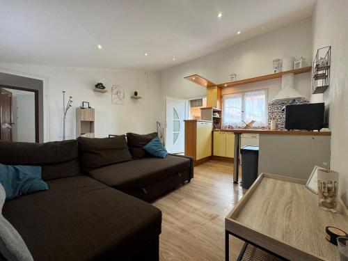 un salon avec un canapé et une table dans l'établissement Chez Zelie, à Canet