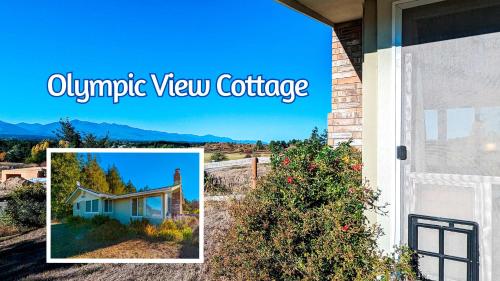 a picture of a house and a bush next to a door at SQ Olympic-View-Cottage in Sequim