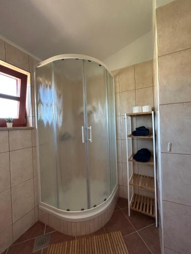 Ένα μπάνιο στο Apartments Aurora in Valbandon