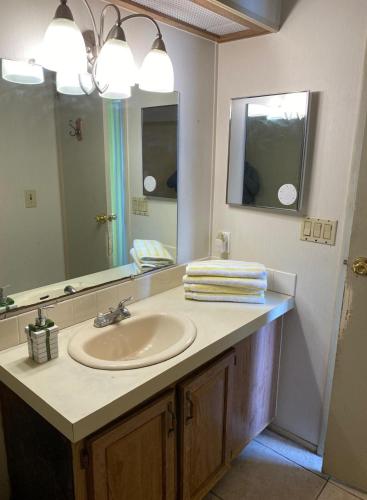 a bathroom with a sink and a mirror at 1233 Apartment 3 Miami in Tamiami