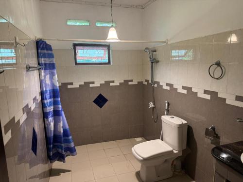 a bathroom with a toilet and a shower at Bentota Villa in Bentota
