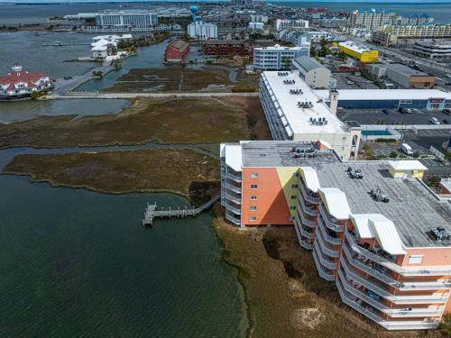 an aerial view of a city next to the water at Spacious 3-Bedroom Condo at Sunset Bay Perfect for Families in Ocean City in Ocean City