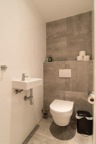 a bathroom with a toilet and a sink at 1001 Nights Boutique Lofts in Haarlem