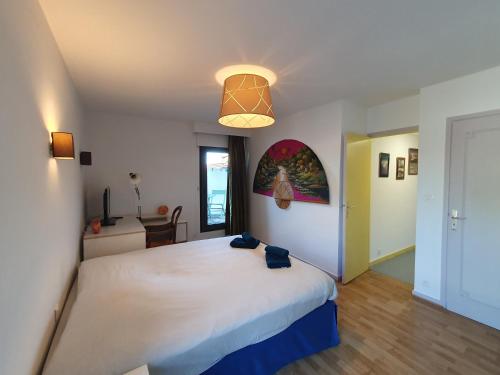 a bedroom with a large white bed in a room at Appartement 3 chambres avec grande terrasse dans le centre de Pernes les Fontaines in Pernes-les-Fontaines