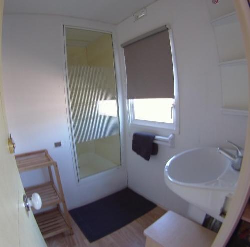 Koupelna v ubytování Chalet met 2 slaapkamers op gezellige camping met zwembad nabij Ijsselmeer