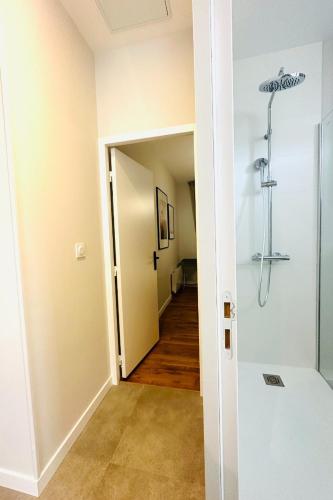 La salle de bains est pourvue d'une douche et d'une douche à l'italienne. dans l'établissement LAllure chic, à Grenoble